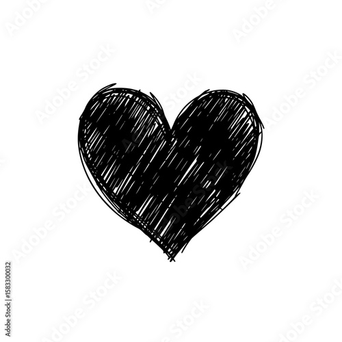 Love's Graphic Expression: A hand-drawn, textured black heart symbol, capturing the raw essence of emotion and heartfelt sentiments.
