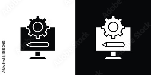Prototyping icon vector graphics. Flat solid black vector set
