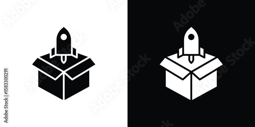 Product release icon vector graphics. Flat solid black vector set