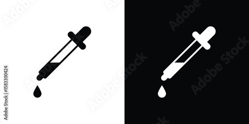 Pipette icon vector graphics. Flat solid black vector set