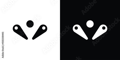 Pinball icon vector graphics. Flat solid black vector set