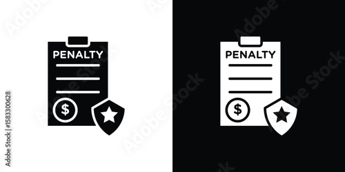 Penalty icon vector graphics. Flat solid black vector set