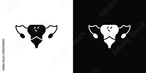 Pelvic inflammatory disease icon vector graphics. Flat solid black vector set