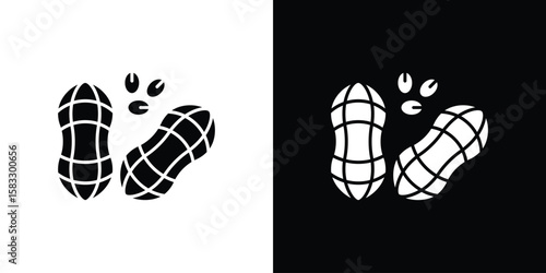 Peanut icon vector graphics. Flat solid black vector set