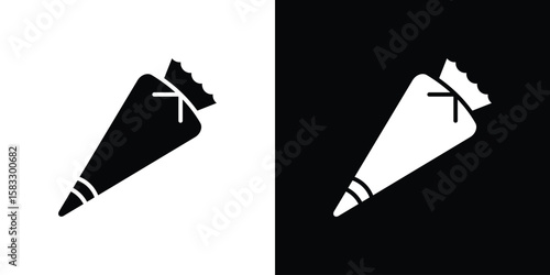 Pastry bag icon vector graphics. Flat solid black vector set
