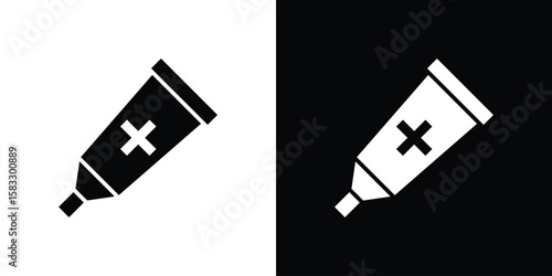 Ointment icon vector graphics. Flat solid black vector set