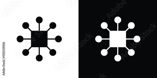Multi channel icon vector graphics. Flat solid black vector set