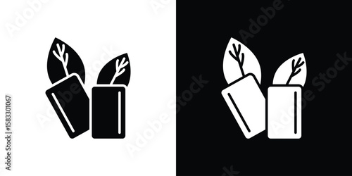 Mint gum icon vector graphics. Flat solid black vector set
