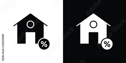 Mortgage rate icon vector graphics. Flat solid black vector set