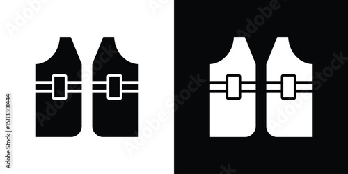 Lifejacket icon vector graphics. Flat solid black vector set