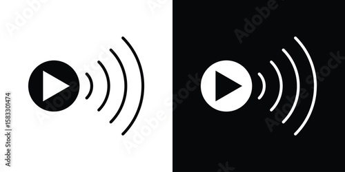 Livestream icon vector graphics. Flat solid black vector set
