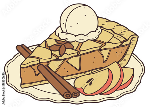  Slice of Homemade Apple Pie with Vanilla Ice Cream
