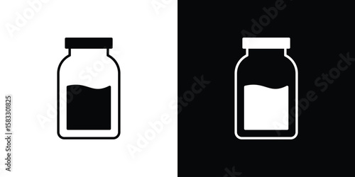 Jar icon vector graphics. Flat solid black vector set