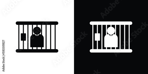 Jail icon vector graphics. Flat solid black vector set