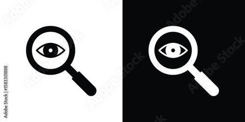 Investigation icon vector graphics. Flat solid black vector set