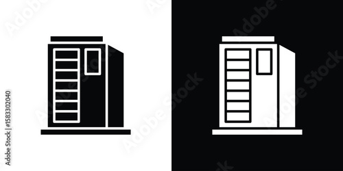 Infrared heat cabin icon vector graphics. Flat solid black vector set