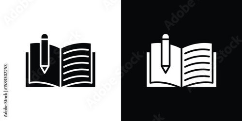 Homework icon vector graphics. Flat solid black vector set