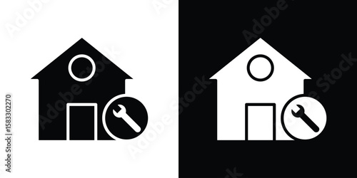 Home repair icon vector graphics. Flat solid black vector set
