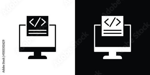 Front end icon vector graphics. Flat solid black vector set