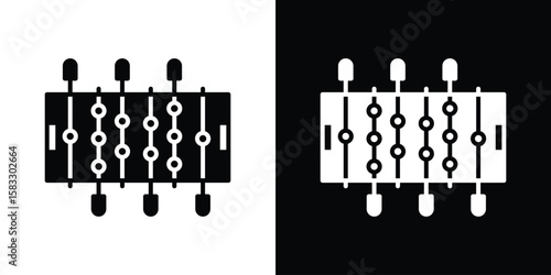 Foosball icon vector graphics. Flat solid black vector set
