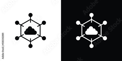 edge computing icon vector graphics. Flat solid black vector set