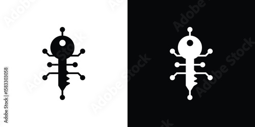 Digital key icon vector graphics. Flat solid black vector set