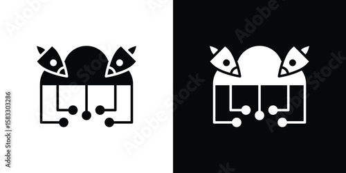 DOS icon vector graphics. Flat solid black vector set