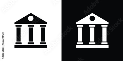 Courthouse icon vector graphics. Flat solid black vector set