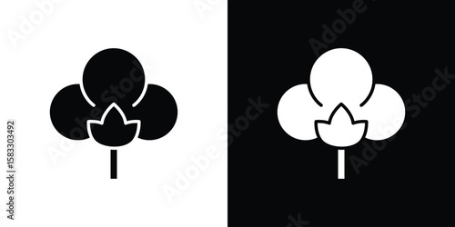 Cotton icon vector graphics. Flat solid black vector set