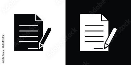 Contract icon vector graphics. Flat solid black vector set