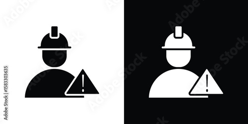 Construction risk icon vector graphics. Flat solid black vector set