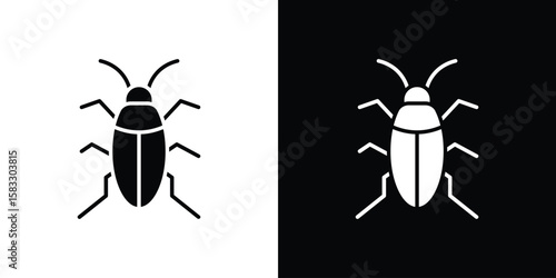 Cockroach icon vector graphics. Flat solid black vector set