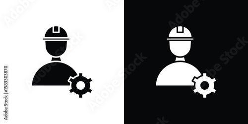 Civil Engineer icon vector graphics. Flat solid black vector set