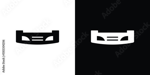 Car bumper icon vector graphics. Flat solid black vector set