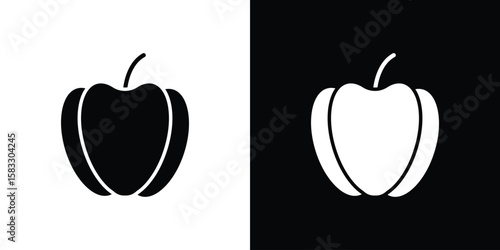 Capsicum icon vector graphics. Flat solid black vector set