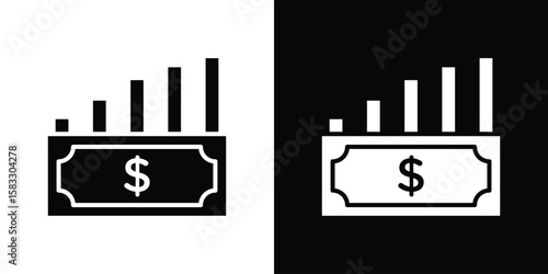 capital gain icon vector graphics. Flat solid black vector set