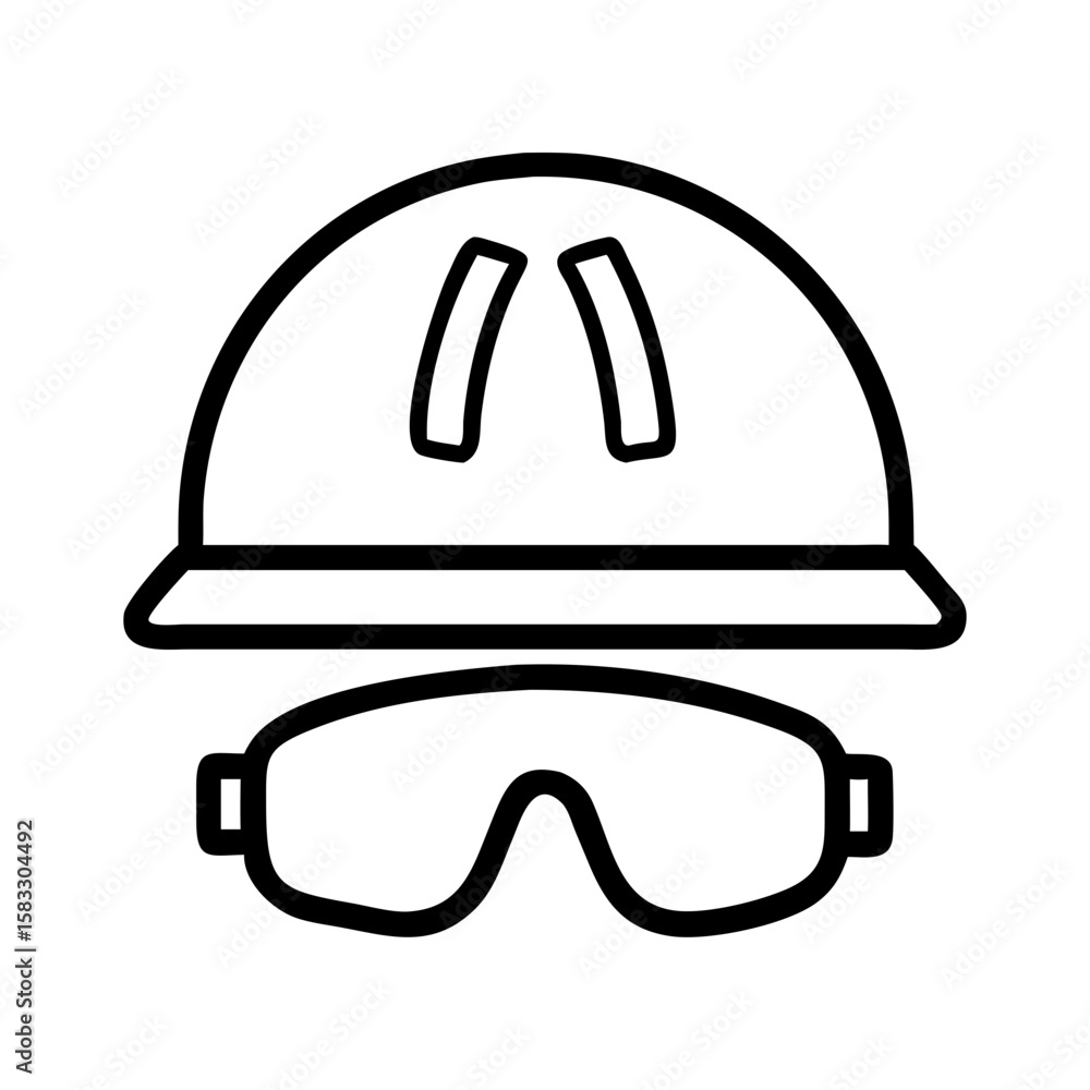 Safety helmet icon line art vector Safety helmet icon line art vector