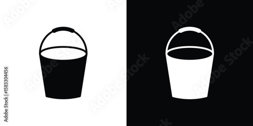 Bucket icon vector graphics. Flat solid black vector set
