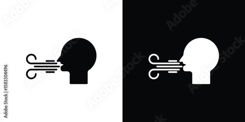Breath icon vector graphics. Flat solid black vector set