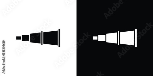 Boat Telescope icon vector graphics. Flat solid black vector set