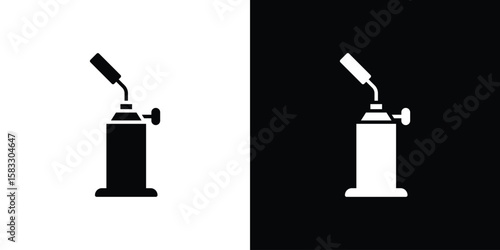 Blowtorch icon vector graphics. Flat solid black vector set