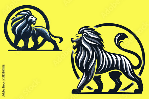 Lion vector logo image is suitable for use in company logo designs, ships, shipping, communities, travel, warehouses, expeditions, food, t-shirts, books