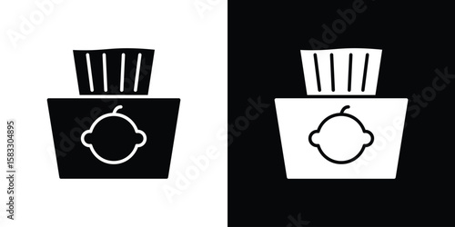 baby wipe icon vector graphics. Flat solid black vector set