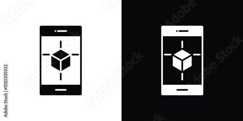 Ar apps icon vector graphics. Flat solid black vector set