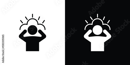 Anxiety icon vector graphics. Flat solid black vector set