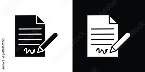 Agreement icon vector graphics. Flat solid black vector set