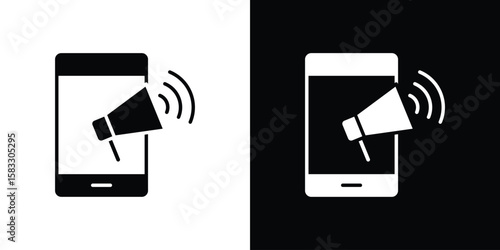 Advertising icon vector graphics. Flat solid black vector set