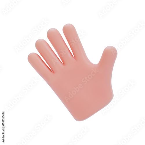 Palm of hand with fingers spread apart. The gesture can be used to indicate Hello or goodbye. Vector illustration in 3d style on isolated white background. Suitable for web, banner, print
