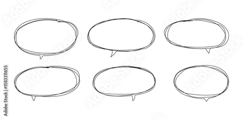 Hand-drawn oval speech bubble collection.
