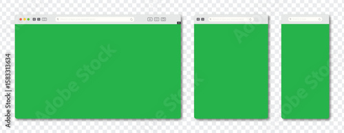 Web Design Mockups: A set of website design mockups, showcasing diverse screen sizes, presenting a vivid green interface within a translucent backdrop.